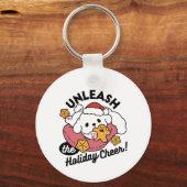 休日の応援を解放する – かわいい犬のクリスマス キーホルダー (正面)
