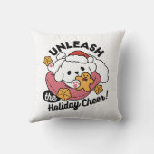 休日の応援を解放する – かわいい犬のクリスマス クッション (裏面)