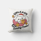休日の応援を解放する – かわいい犬のクリスマス クッション (正面)