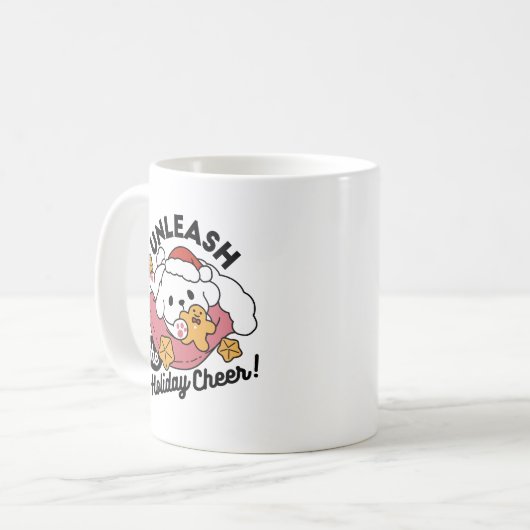 休日の応援を解放する – かわいい犬のクリスマス コーヒーマグカップ (正面左)