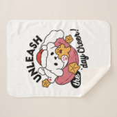 休日の応援を解放する – かわいい犬のクリスマス シェルパブランケット (正面(横))