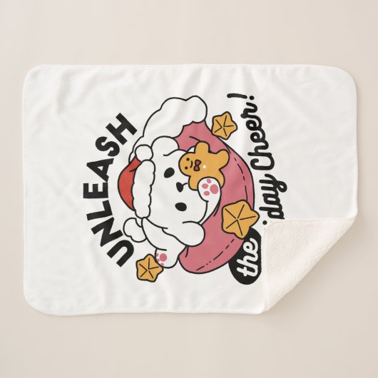 休日の応援を解放する – かわいい犬のクリスマス シェルパブランケット (正面(横))