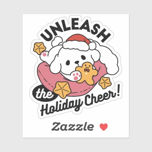 休日の応援を解放する – かわいい犬のクリスマス シール (シート)