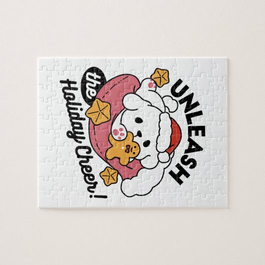 休日の応援を解放する – かわいい犬のクリスマス ジグソーパズル (横)