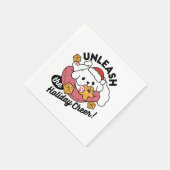 休日の応援を解放する – かわいい犬のクリスマス スタンダードカクテルナプキン (角)