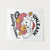 休日の応援を解放する – かわいい犬のクリスマス タペストリー (正面(横))