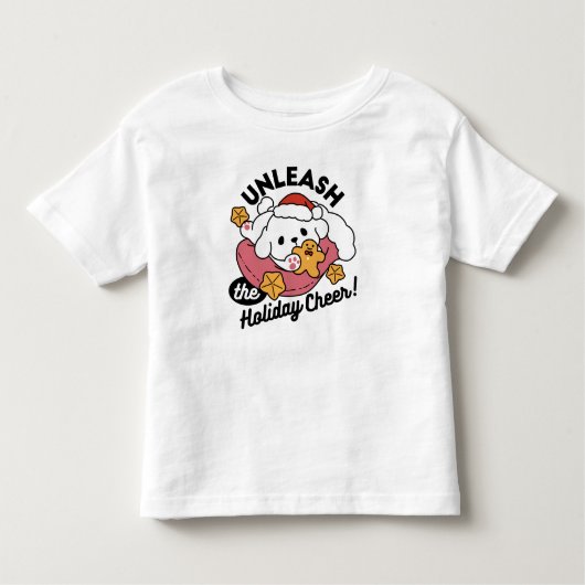 休日の応援を解放する – かわいい犬のクリスマス トドラーTシャツ (正面)