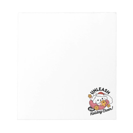 休日の応援を解放する – かわいい犬のクリスマス ノートパッド (正面)