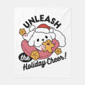 休日の応援を解放する – かわいい犬のクリスマス フリースブランケット (正面)
