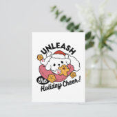 休日の応援を解放する – かわいい犬のクリスマス ポストカード (スタンド正面)