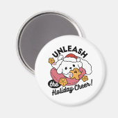 休日の応援を解放する – かわいい犬のクリスマス マグネット (正面/裏面)