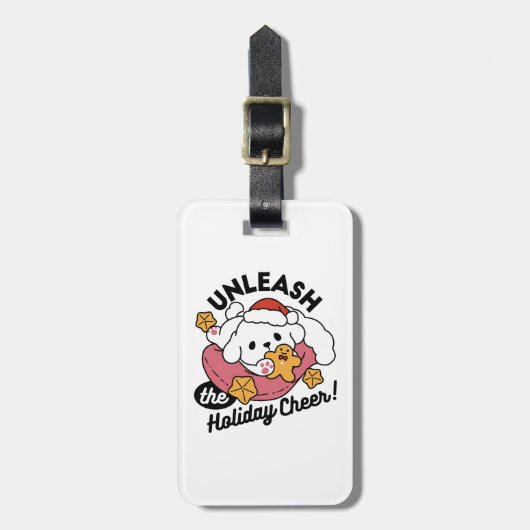 休日の応援を解放する – かわいい犬のクリスマス ラゲッジタグ (正面縦)