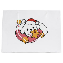 休日の応援を解放する – かわいい犬のクリスマス ラージペーパーバッグ
