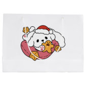 休日の応援を解放する – かわいい犬のクリスマス ラージペーパーバッグ (裏面)