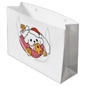 休日の応援を解放する – かわいい犬のクリスマス ラージペーパーバッグ (裏面アングル)