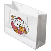 休日の応援を解放する – かわいい犬のクリスマス ラージペーパーバッグ (正面アングル)