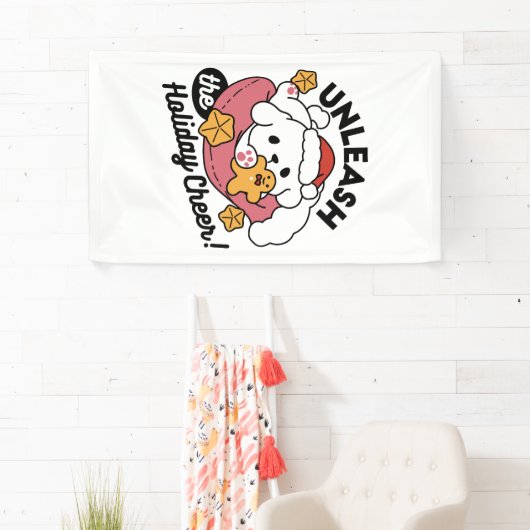 休日の応援を解放する – かわいい犬のクリスマス 横断幕 (インサイチュ)