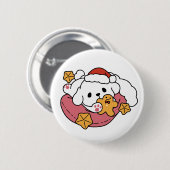 休日の応援を解放する – かわいい犬のクリスマス 缶バッジ (正面&裏面)