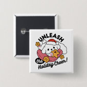 休日の応援を解放する – かわいい犬のクリスマス 缶バッジ (正面&裏面)