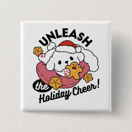 休日の応援を解放する – かわいい犬のクリスマス 缶バッジ