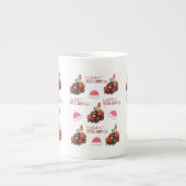 休日の恵みメリークリスマスサンタ ボーンチャイナマグカップ (正面)