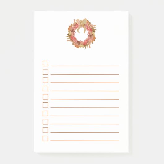 休日の感謝祭ディナーチェックリストが並んだ ポストイット (正面)