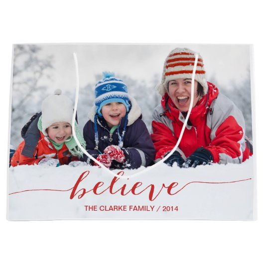 休日の挨拶を単に信じて下さい ラージペーパーバッグ (正面)