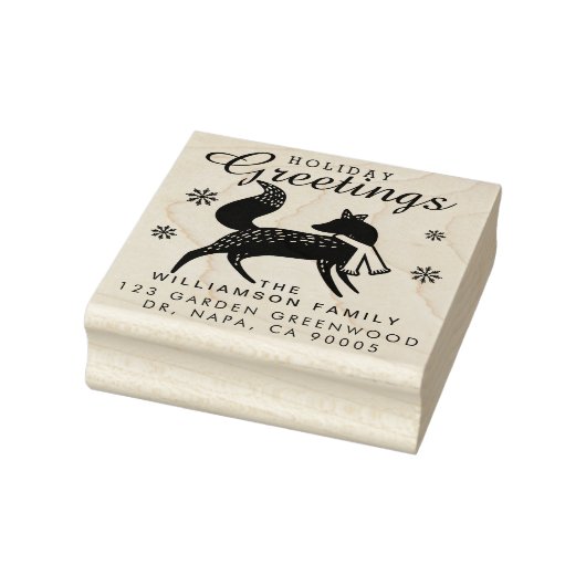 休日の挨拶 |ウッドランドのクリスマスキツネの住所 ラバースタンプ (スタンプ)
