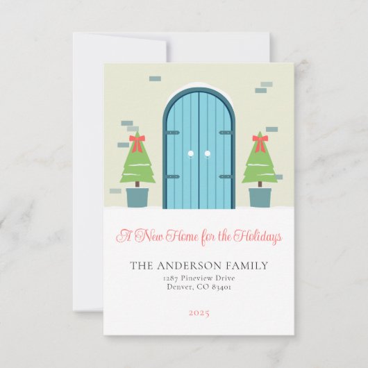 休日の新しいホームのクリスマスグリーティングカード 招待状 (正面)