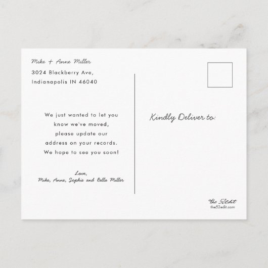 休日の新しいホームの引越し告知 インビテーションポストカード (裏面)