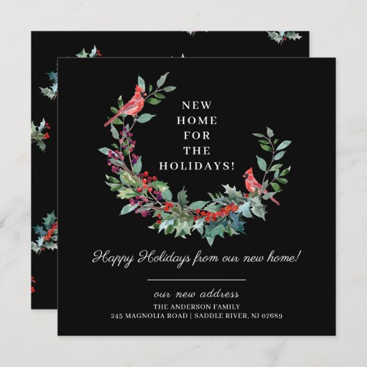 休日の新しいホームの引越し告知 招待状 (正面/裏面)