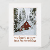 休日の新しいホーム住所のお知らせ 箔シーズンポストカード (正面)