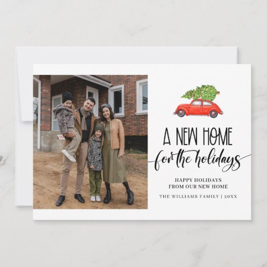 休日の新しいホーム写真の移動 案内状 (正面)