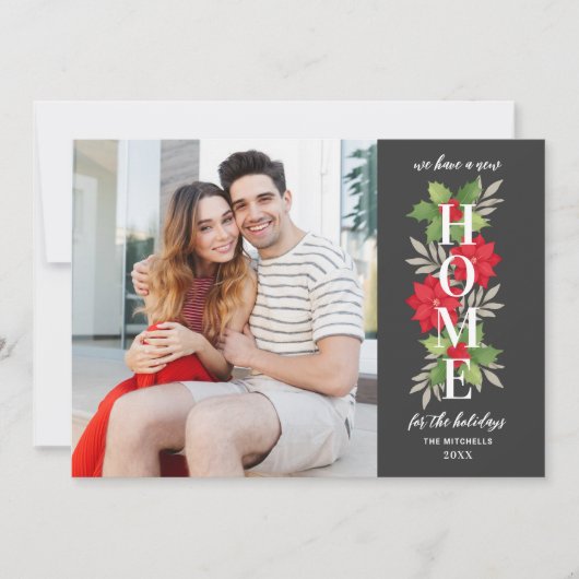 休日の新しいホーム灰色の写真の移動 シーズンカード (正面)