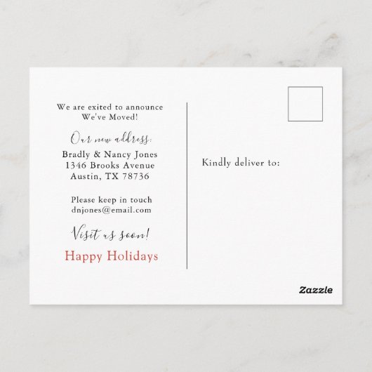 休日の新しいホーム移動はがき ポストカード (裏面)