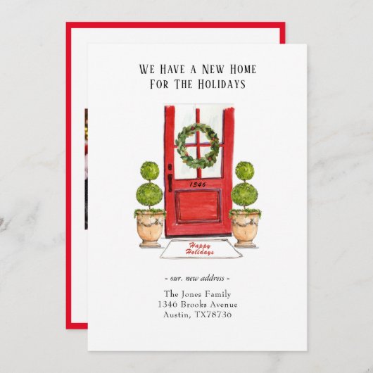 休日の新しいホーム移動 招待状 (正面/裏面)