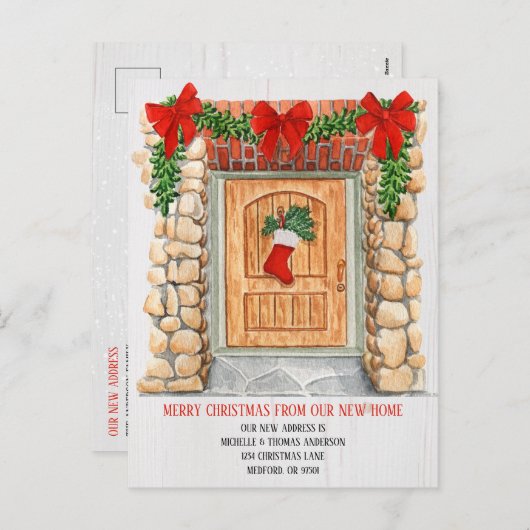 休日の新しい住所の引越し案内はがき シーズンポストカード (正面/裏面)