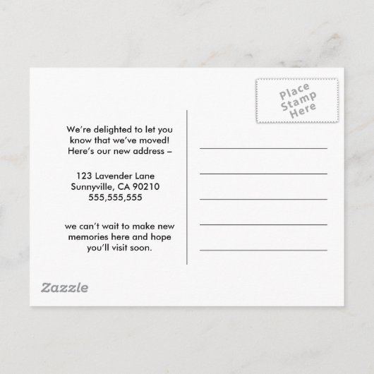 休日の新しい住所カード – 引っ越しましたはがき 案内ポストカード (裏面)