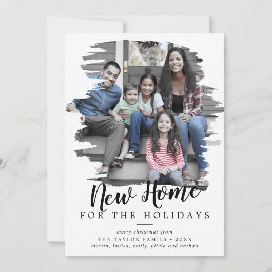 休日の新しい家にブラシを付けた写真 シーズンカード (正面)