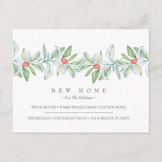 休日の新しい家の引越し発表 ポストカード (正面)