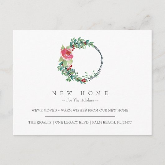 休日の新しい家の引越し発表 ポストカード (正面)