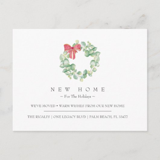 休日の新しい家の引越し発表 ポストカード (正面)