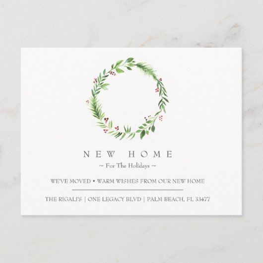 休日の新しい家の引越し発表 ポストカード (正面)