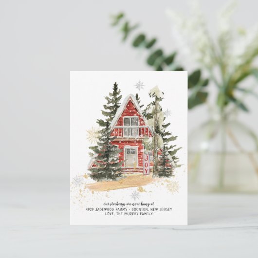 休日の新しい家の引越し発表 ポストカード (スタンド正面)