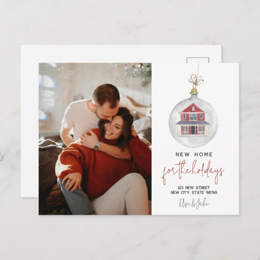 休日の新しい家の引越し発表 ポストカード (正面/裏面)