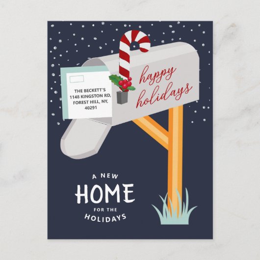 休日の新しい家の引越し発表 案内ポストカード (正面)