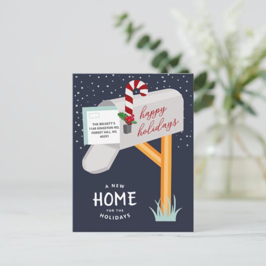 休日の新しい家の引越し発表 案内ポストカード (スタンド正面)