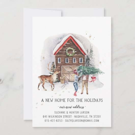 休日の新しい家の引越し発表 案内状 (正面)