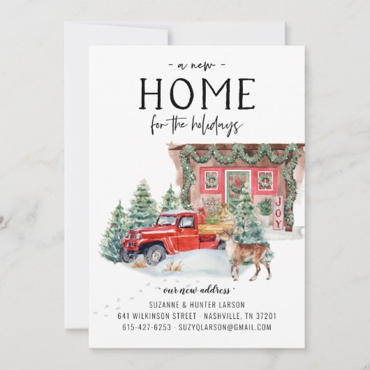 休日の新しい家の引越し発表 案内状 (正面)