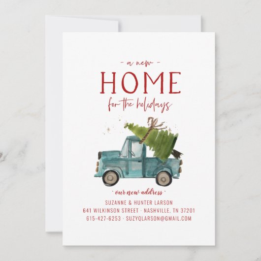 休日の新しい家の引越し発表 案内状 (正面)